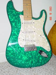 Title: Green Fender Moto Strat - Description: Green Fender Moto Strat